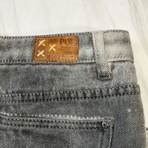 POL | Anthropologie Jeans Pol Ruffle Side Crochet Trim Mid Rise Cropped Gray M - Picture 12 of 12